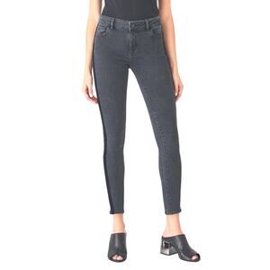 DL1969 Sz 26 Margaux Morrison Black Velvet Stripe Instasculpt Ankle Skinny Jeans